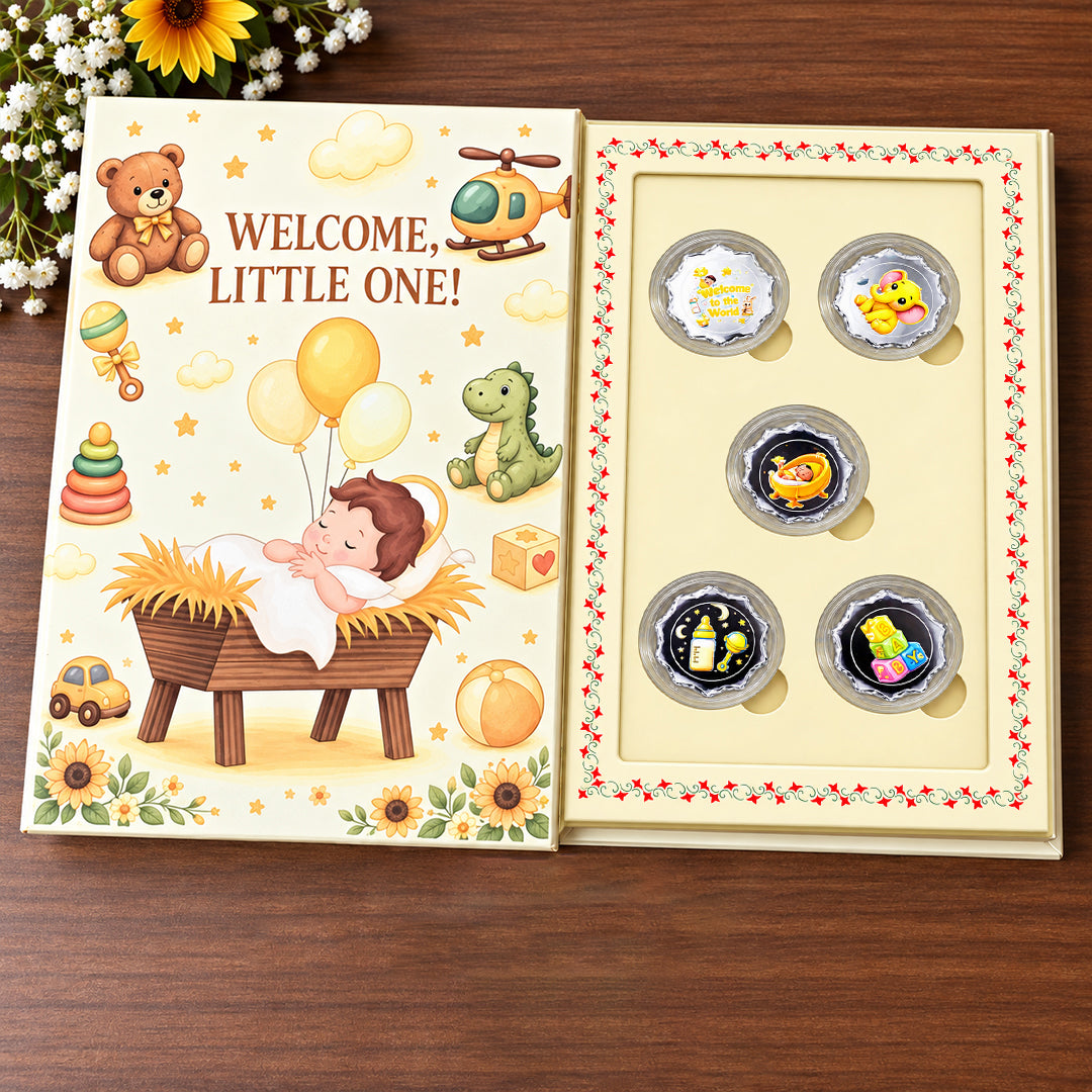 New Born Baby 999 Pure 5 Silver Coin With Box
