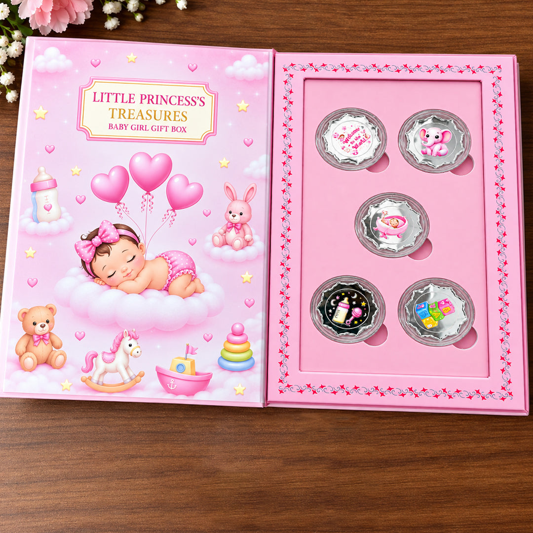 New Born Baby Girl 999 Pure 5 Silver Coin With Box