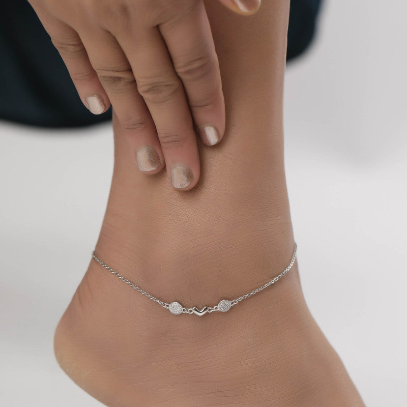 Elegant Cinderella 925 Silver Anklet styled for Navratri outfits and Diwali look