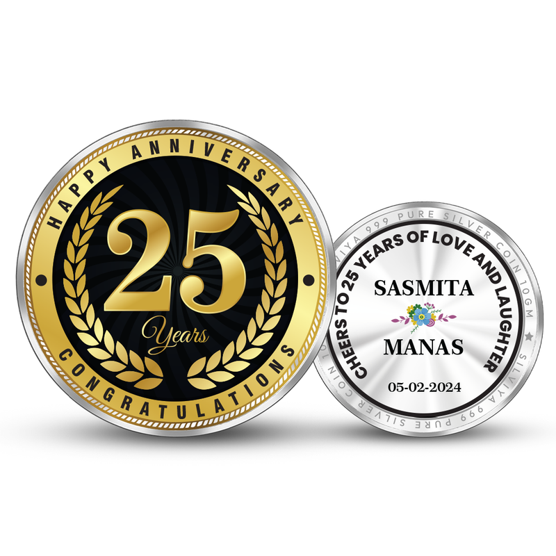 Personalized 25 Anniversary Gift 999 Pure Silver Round Coin