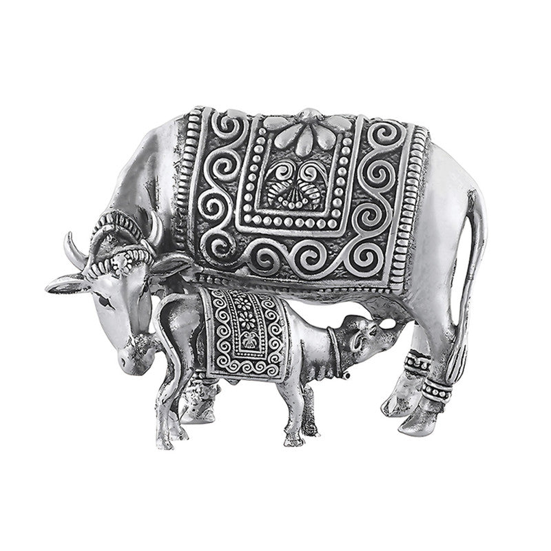 925 Silver Cow and Calf 3D Idol Set