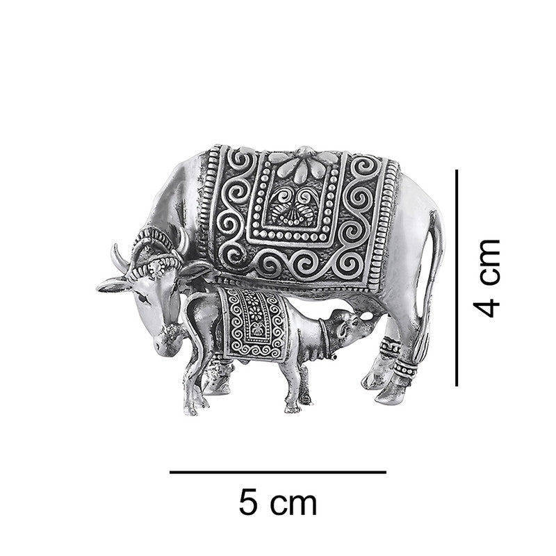 925 Silver Cow and Calf 3D Idol Set