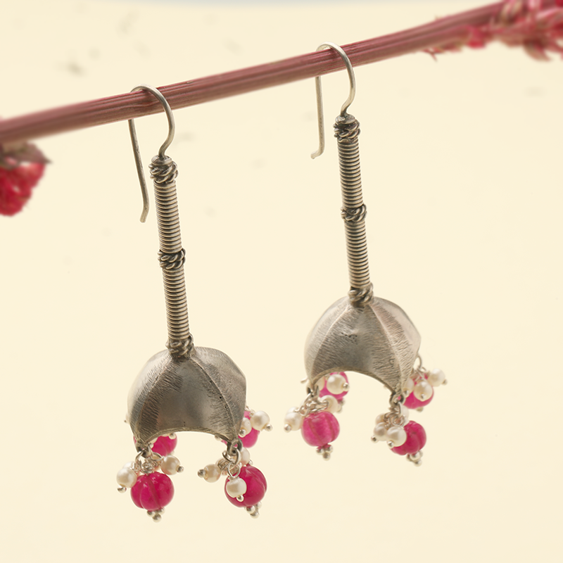 Oxidized Silver Tassel Earrings