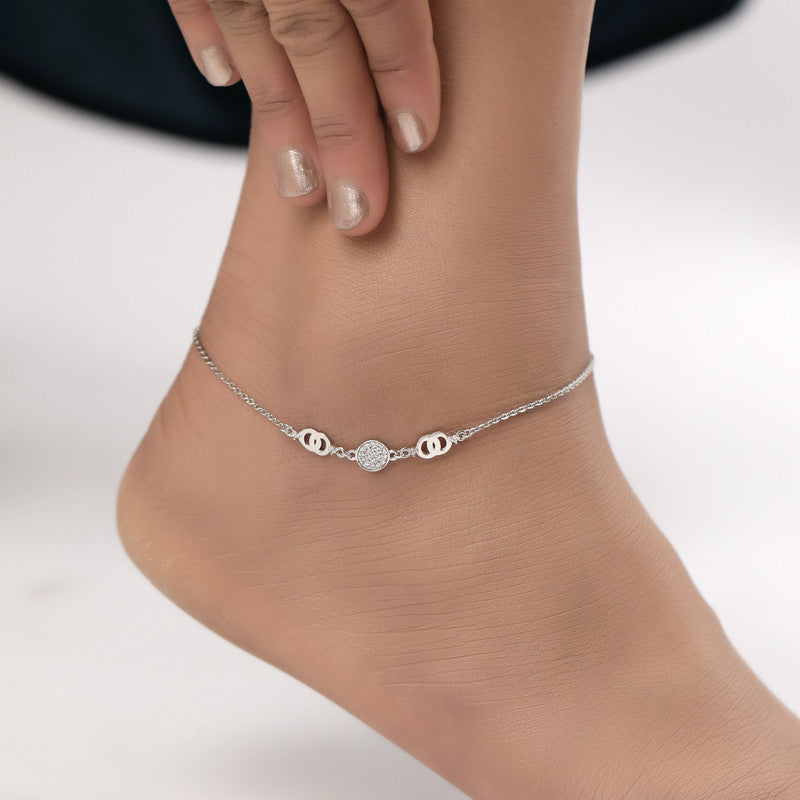 Beautiful Dainty 925 Silver Anklet styled for Navratri outfits and Diwali celebrations