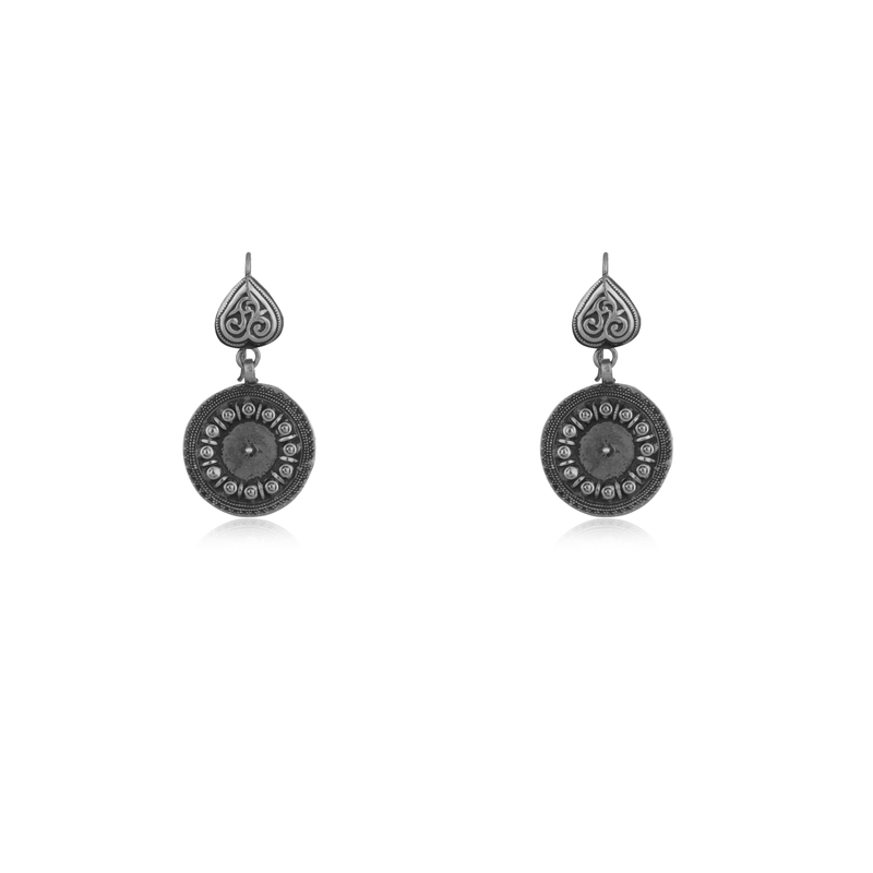 Elegant 925 Oxidized Silver Earrings with antique-inspired design, perfect for festive occasions and daily wear.