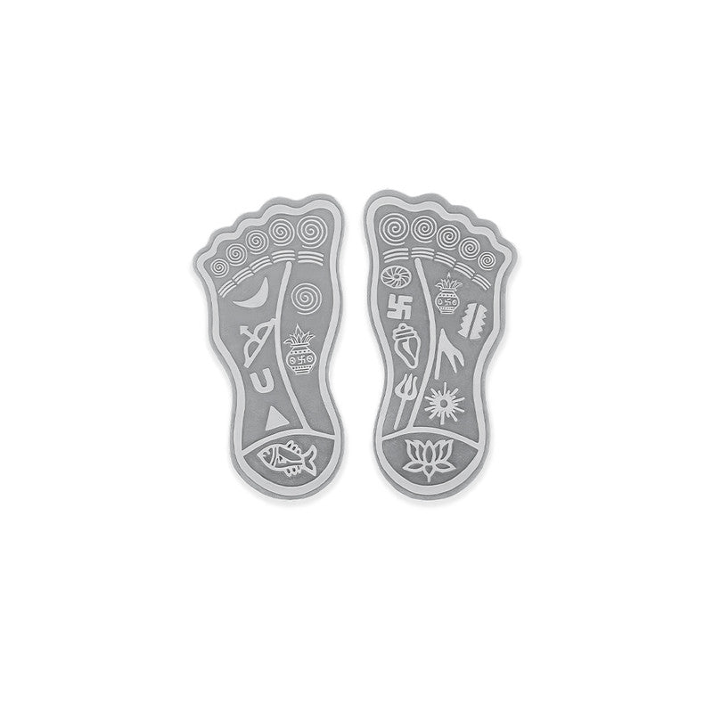 999 Pure Silver Lakshmi Charan Paduka for home temple and office pooja decor—spiritual vastu gift in pure silver.
