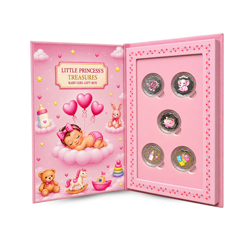 New Born Baby Girl 999 Pure 5 Silver Coin Set