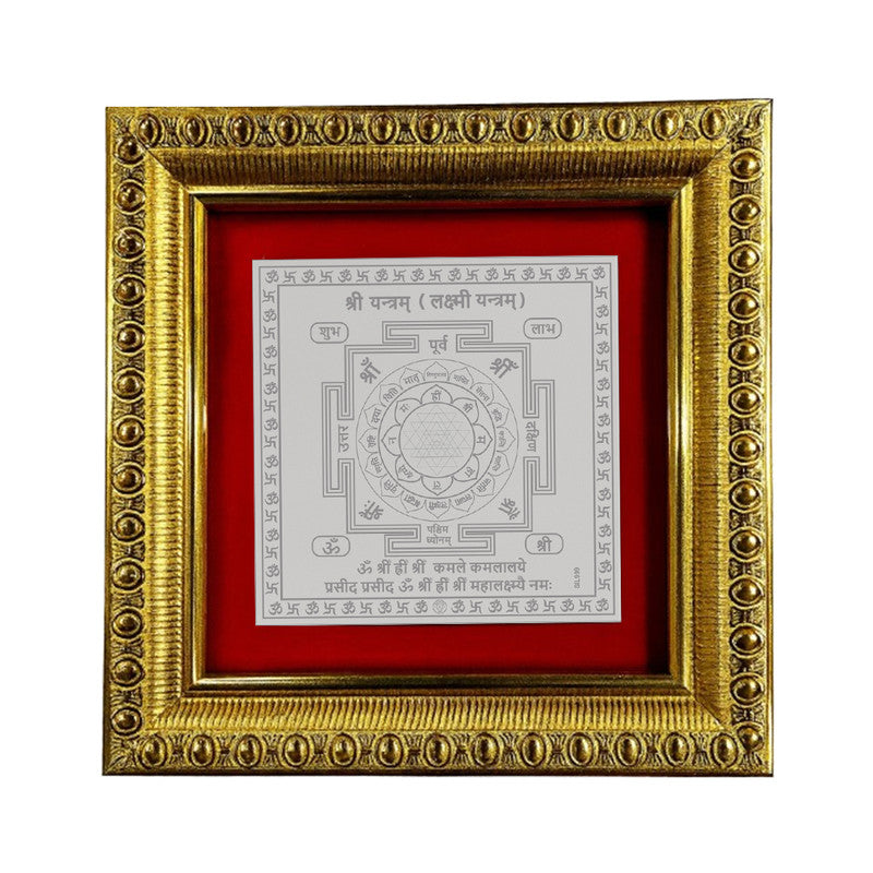 999 pure silver Lakshmi Shree Yantra in decorative silver frame for temple and office use