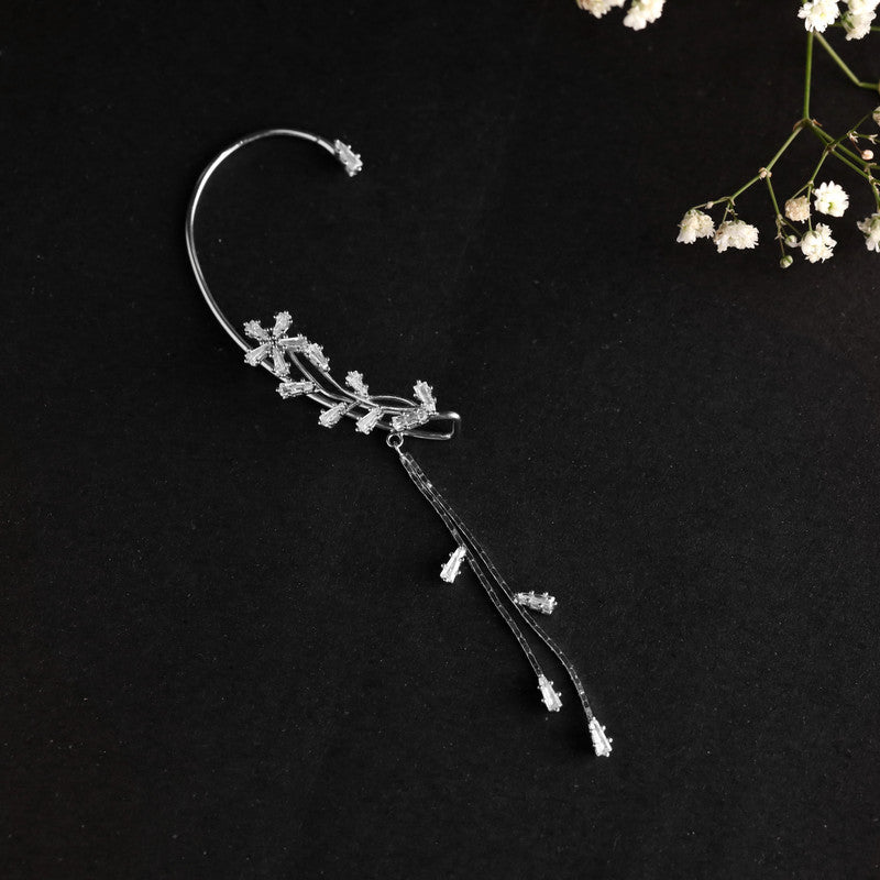 Floral ear cuff with tassel – stylish festive gift for Christmas, New Year, and wedding season.