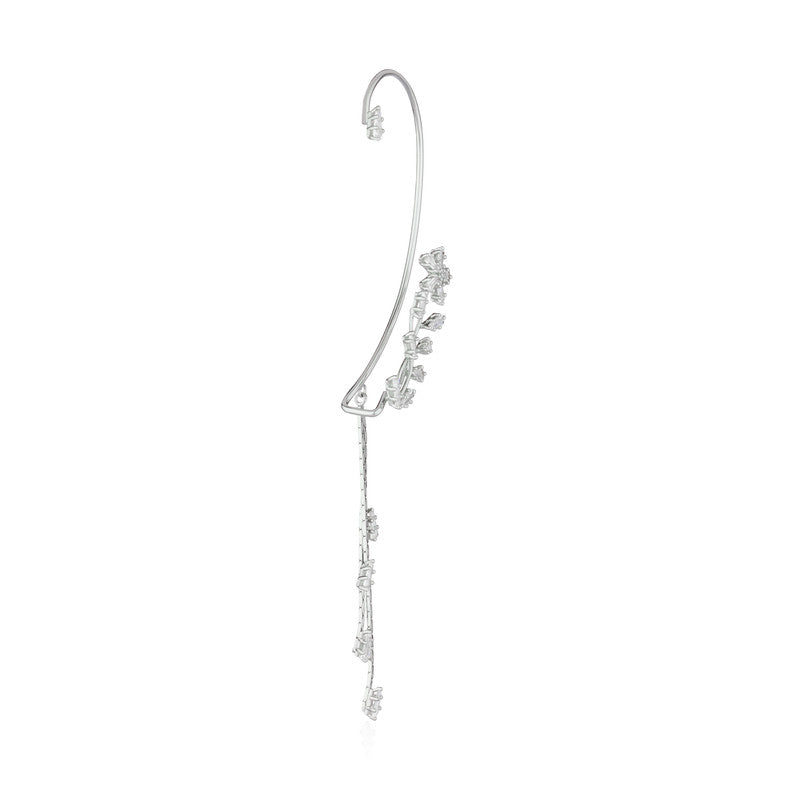 Designer floral ear cuff with tassel – statement festive jewellery for women, ideal for Diwali, Navratri, and gifting.