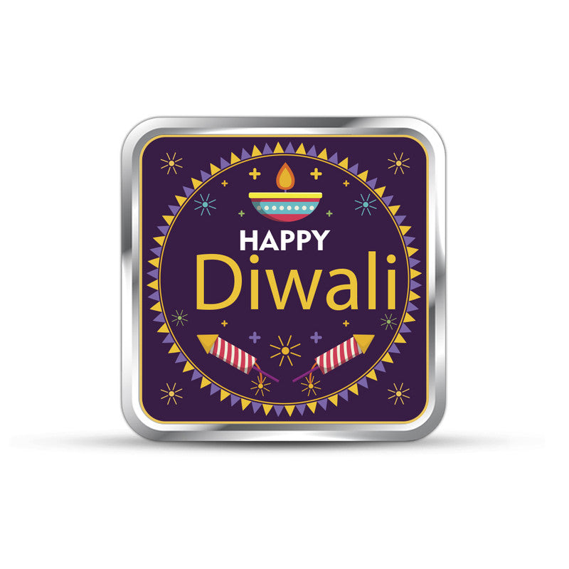 Happy Diwali Customized 999 Pure Silver Coin Square Shape