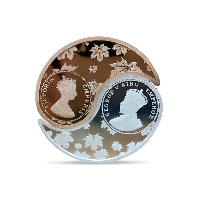 King and Queen 999 Silver Coin Kaju Shape Rose Gold Plating