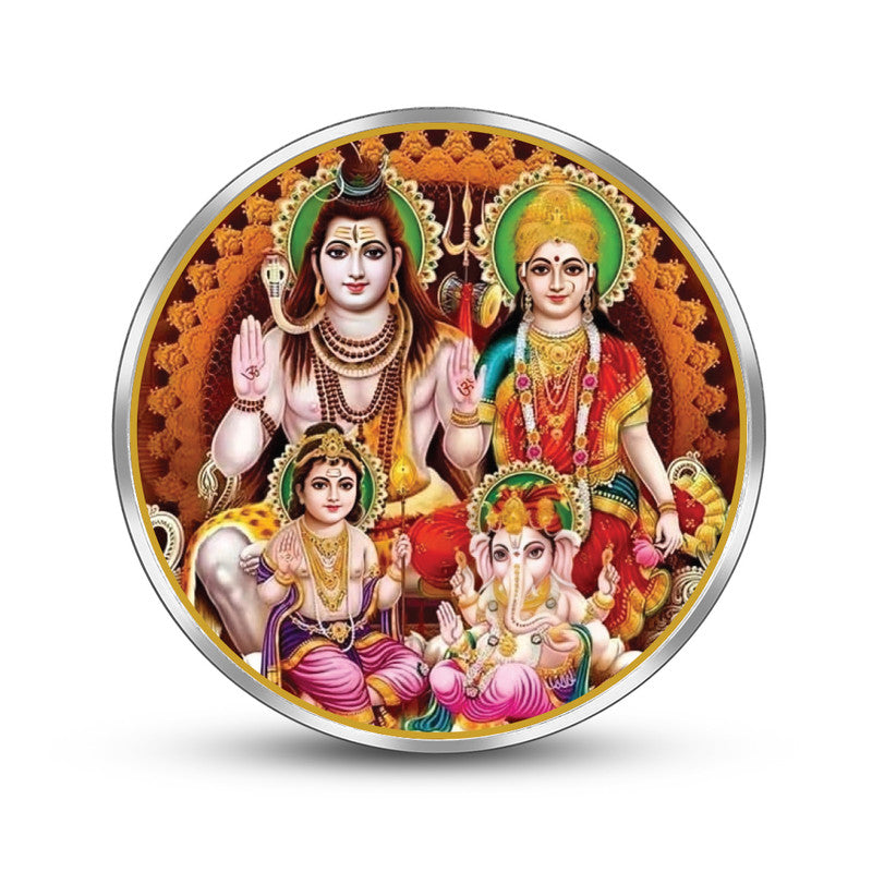 Shiv Parivar 999 Pure Silver Coin Round Shape