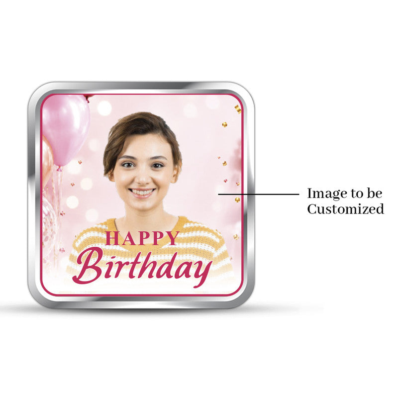 Front Design of Birthday Celebration Customized 999 Pure Silver Square Coin