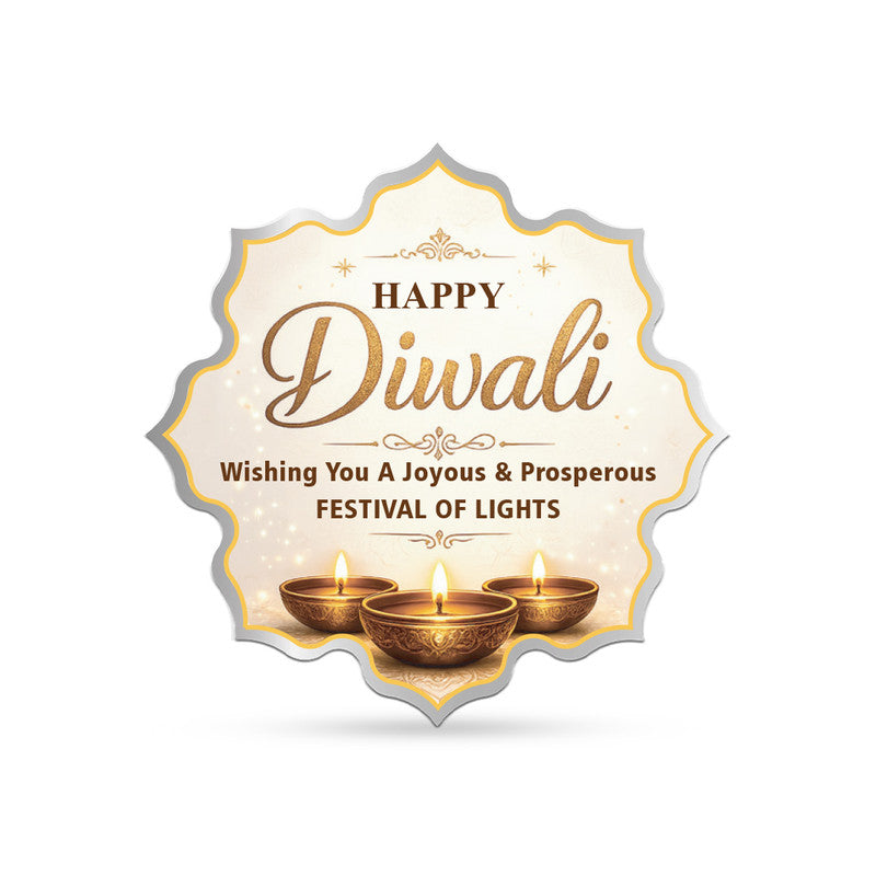 Front Design of Diwali Personalized 999 Pure Silver Lotus Coin