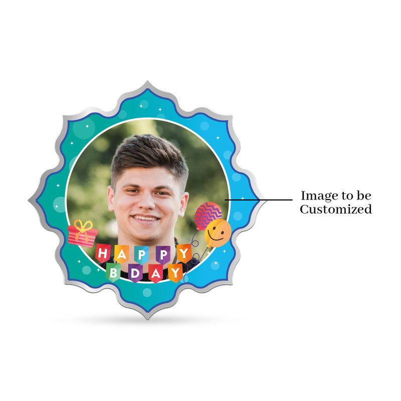 Front Design of Happy Birthday Bash Personalized 999 Pure Silver Lotus Coin
