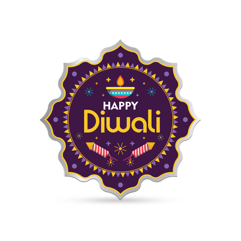 Front Design of Happy Diwali Personalized 999 Pure Silver Lotus Coin