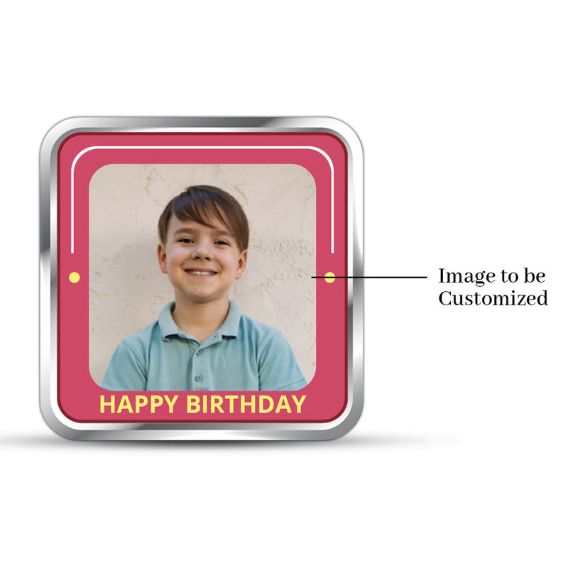 Front Design of Happy Teen Birthday Customized 999 Pure Silver Square Coin