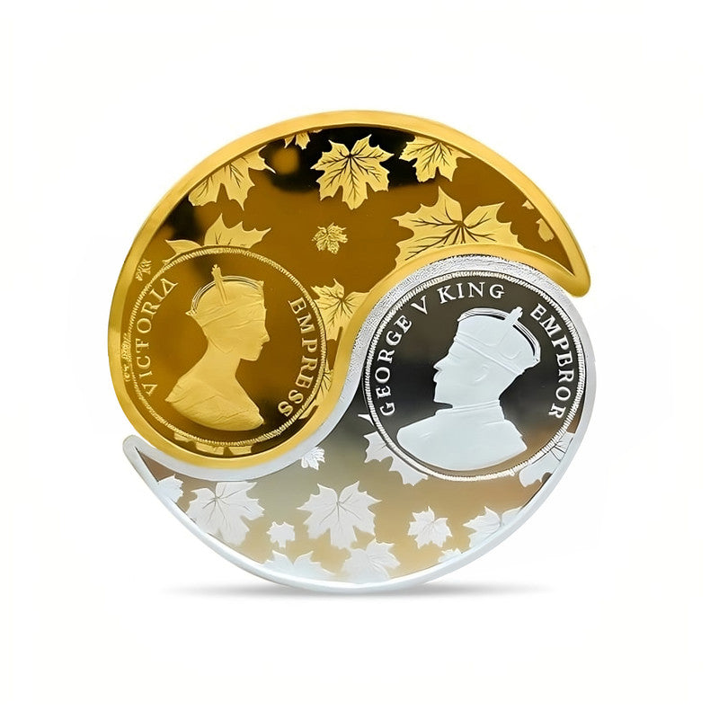 King and Queen 999 Pure Silver Coin Kaju Shape Gold Plating