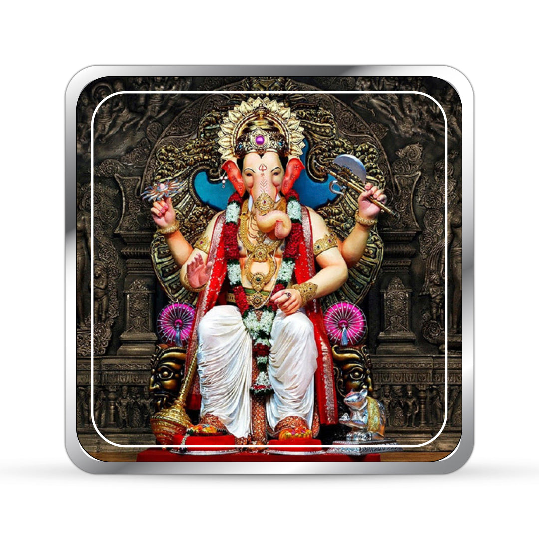 Ganpati Bappa Morya 999 pure silver coin in square shape best for gifting 