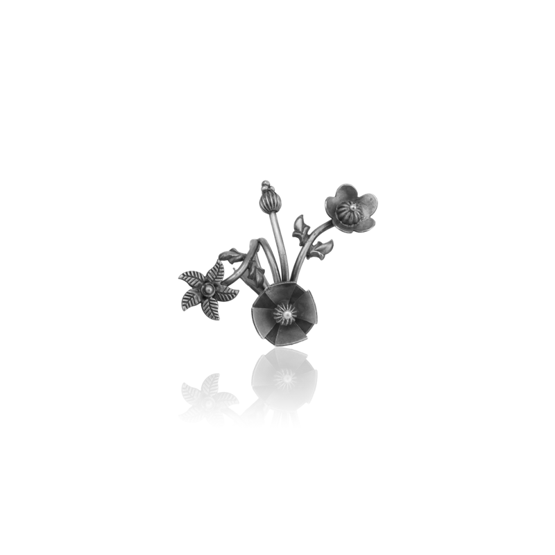 925 Oxidised Classy Flower Adjustable Ring