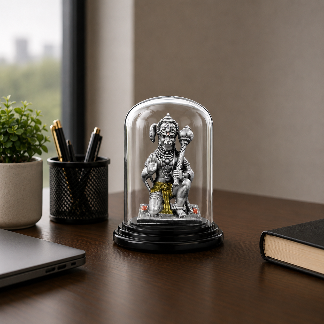 999 Silver Hanuman Idol for Office Desk & Car Dashboard