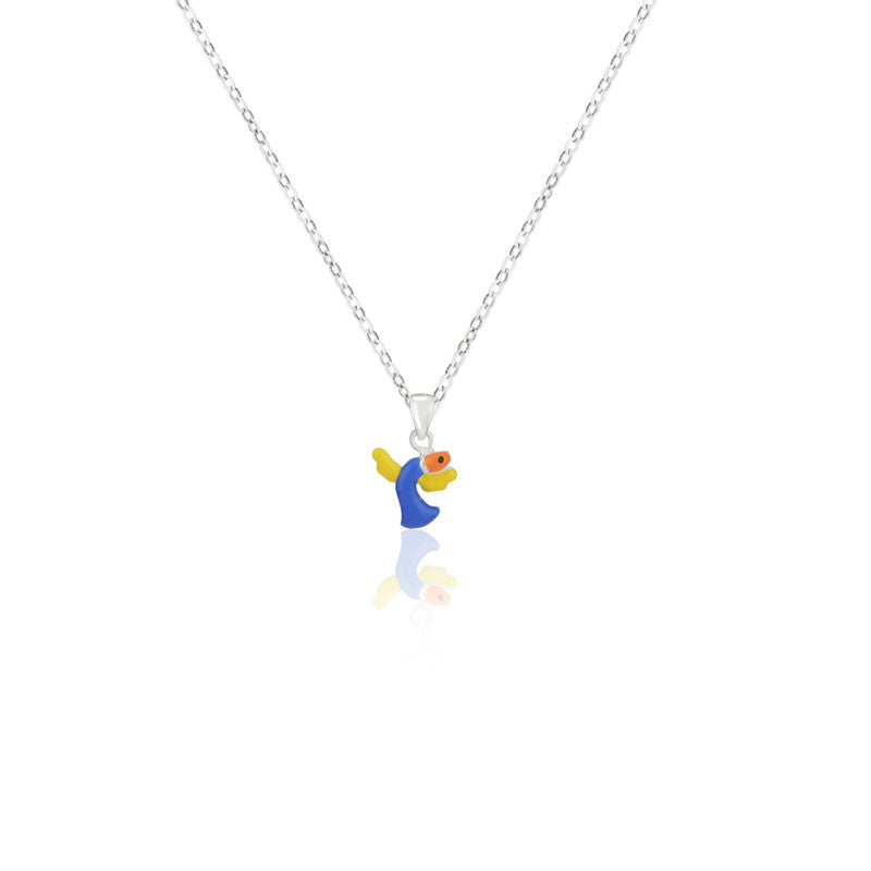 Kids Dolphin Pendant Necklace in 925 Silver with Blue Enamel Design