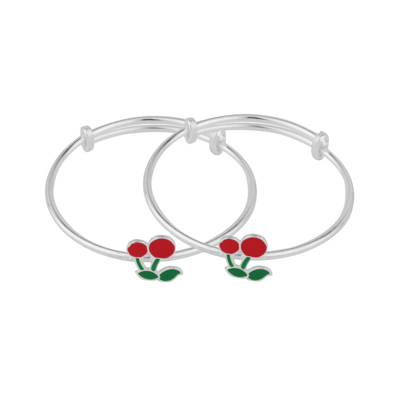 Adjustable Kids Silver Cherry Kada in 925 Silver with Cute Cherry Design