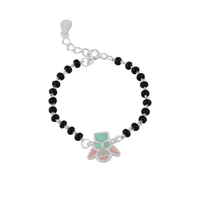 Kids Silver Fairy Nazariya in 925 Sterling Silver with Black Beads and Fairy Charm