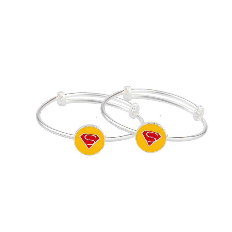 Adjustable Kids Silver Superman Kada in 925 Silver with Superhero Logo Design