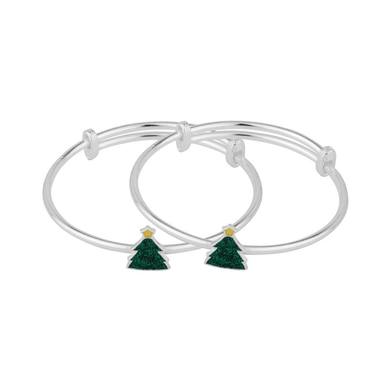 Adjustable Kids Silver Tree Kada in 925 Silver with Nature-Inspired Tree Design