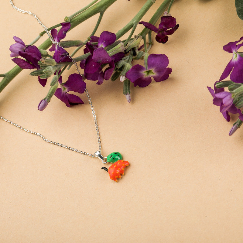 Kitty Cat Pendant Necklace for Kids in 925 Silver styled on playful background