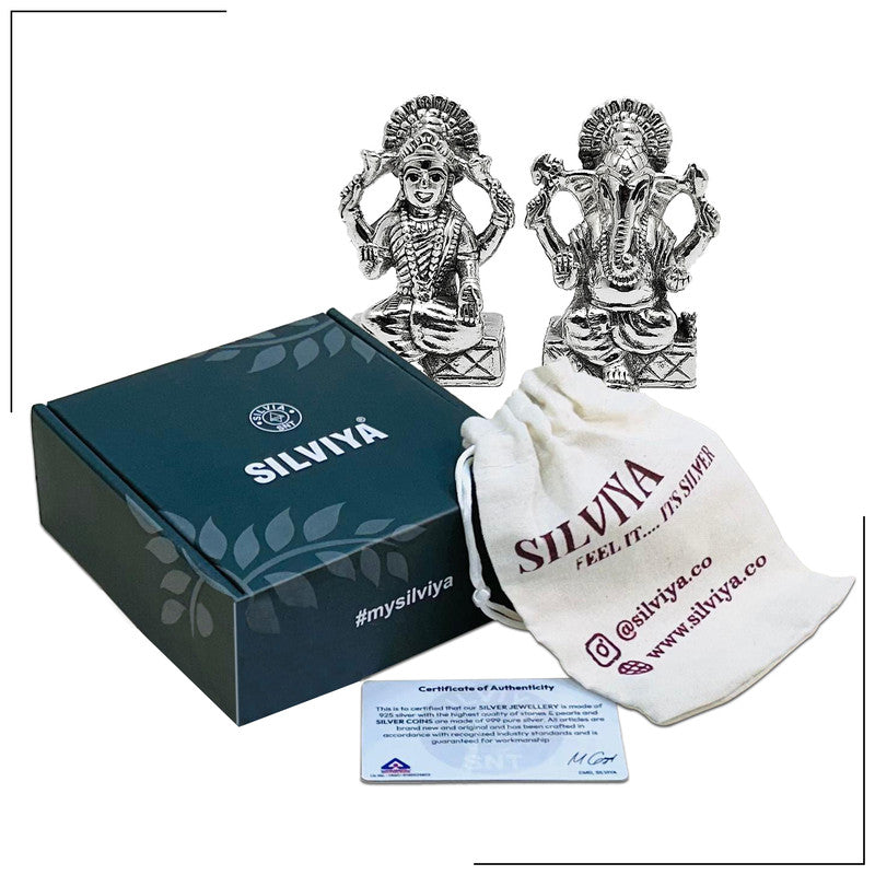 999 Silver Lakshmi Ganesh 3D Idol