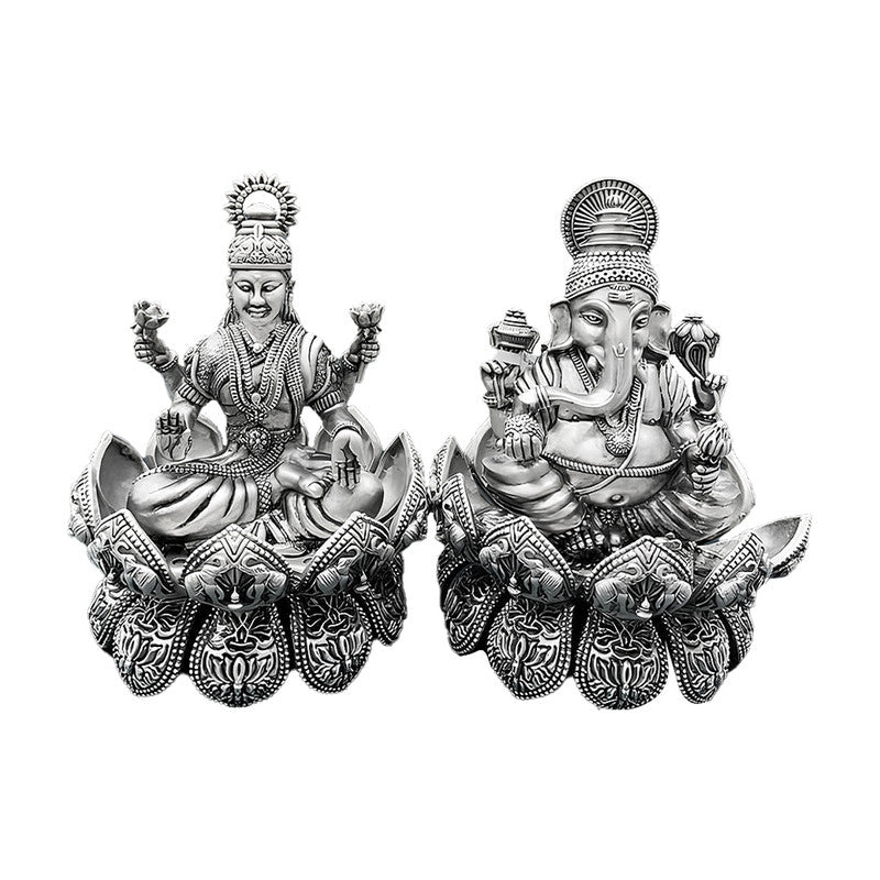 925 Silver Lakshmi Ganesha Ji 3D Idol