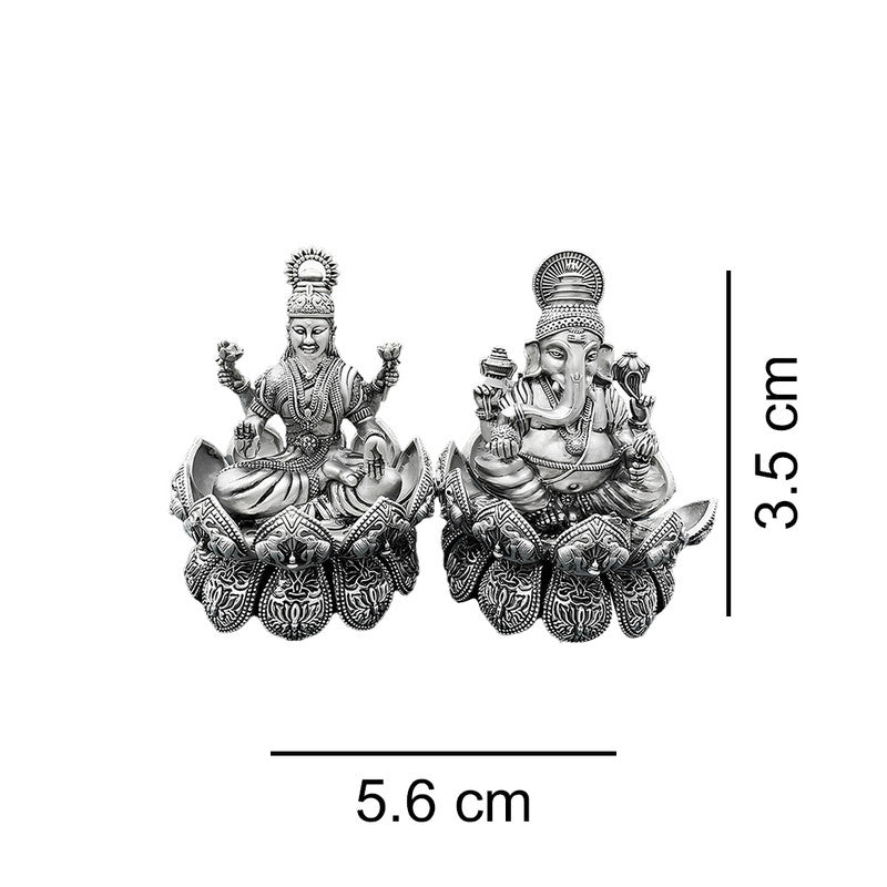 925 Silver Lakshmi Ganesha Ji 3D Idol