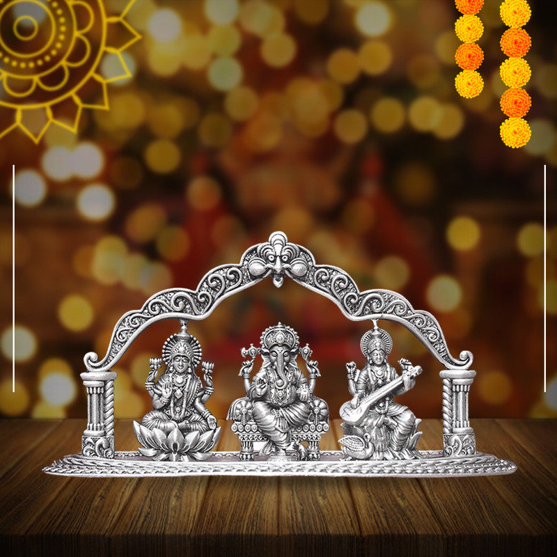 925 Silver Lakshmi Ganesh Saraswati 2D Idol Set