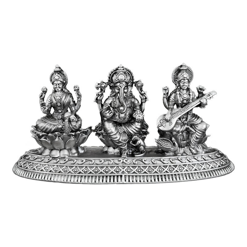 925 Silver Lakshmi Ganesh Saraswati Ji 2D Idol Set