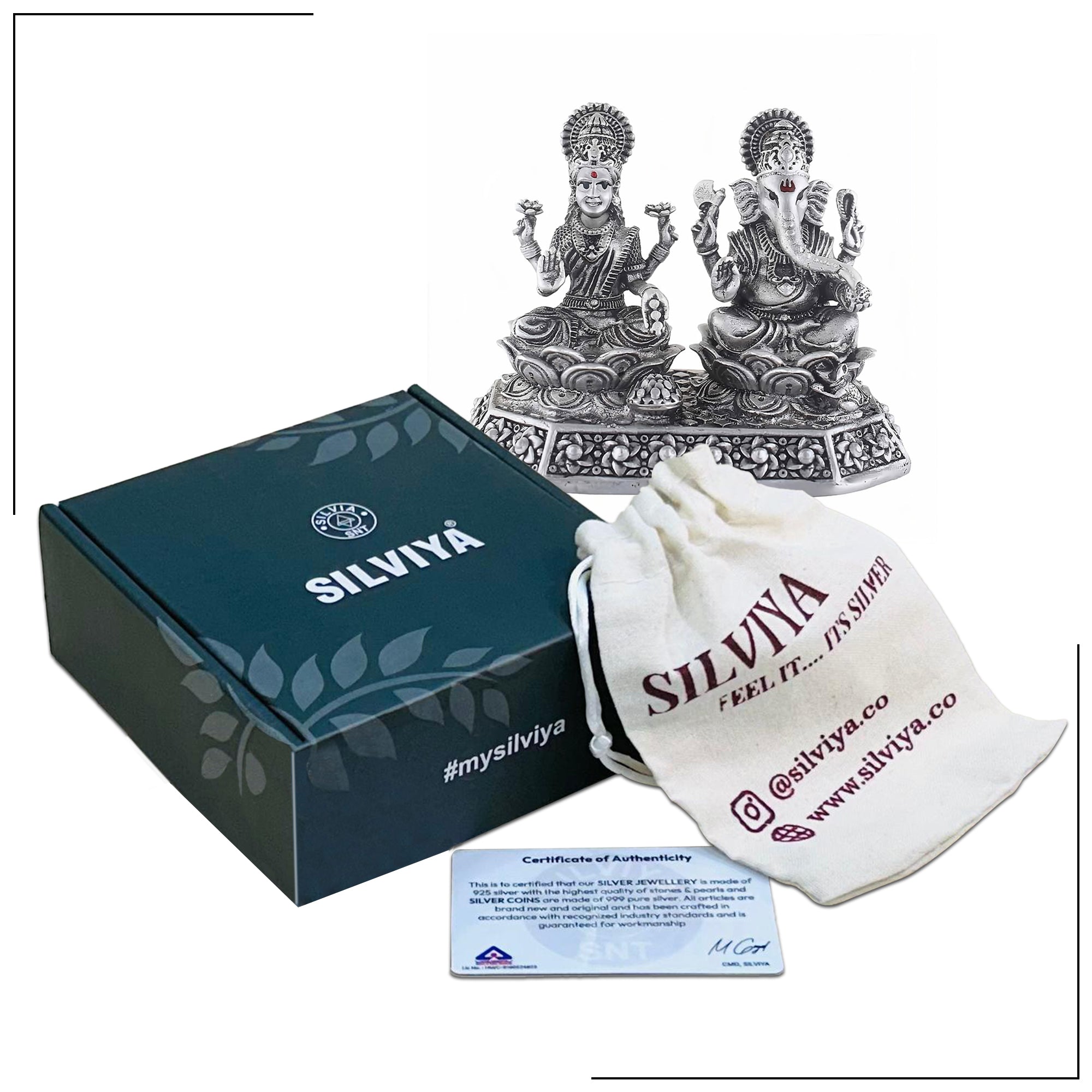 925 Silver Lakshmi Ganesh Ji 3D Idol