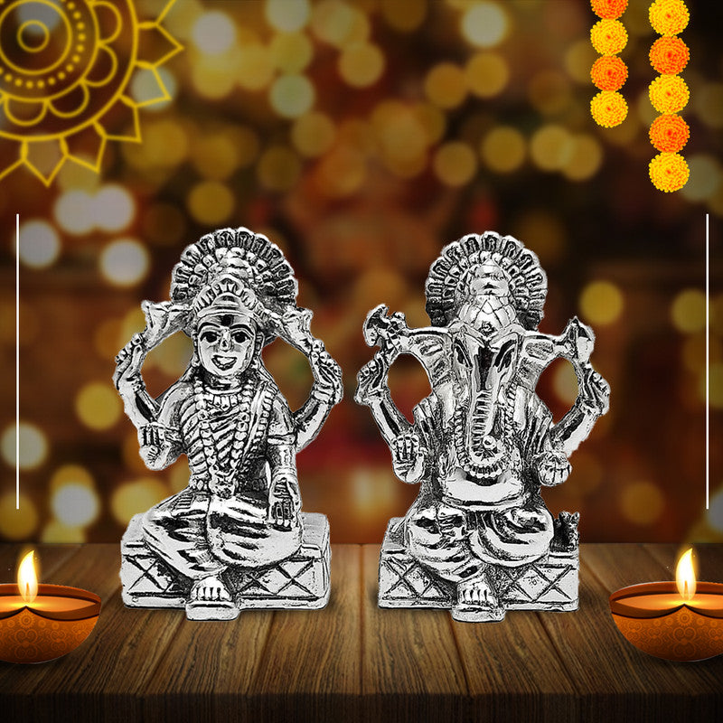 999 Silver Lakshmi Ganesh 3D Idol