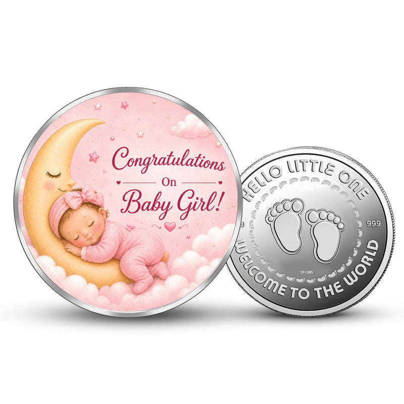 New Baby Girl Congratulations 999 Pure Silver Round Coin