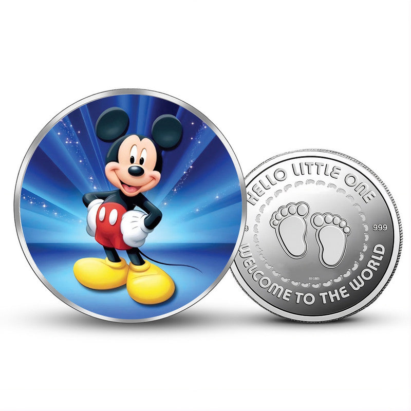 Newborn 999 Pure Silver Coin Cartoon Theme Round Shape Front and Back