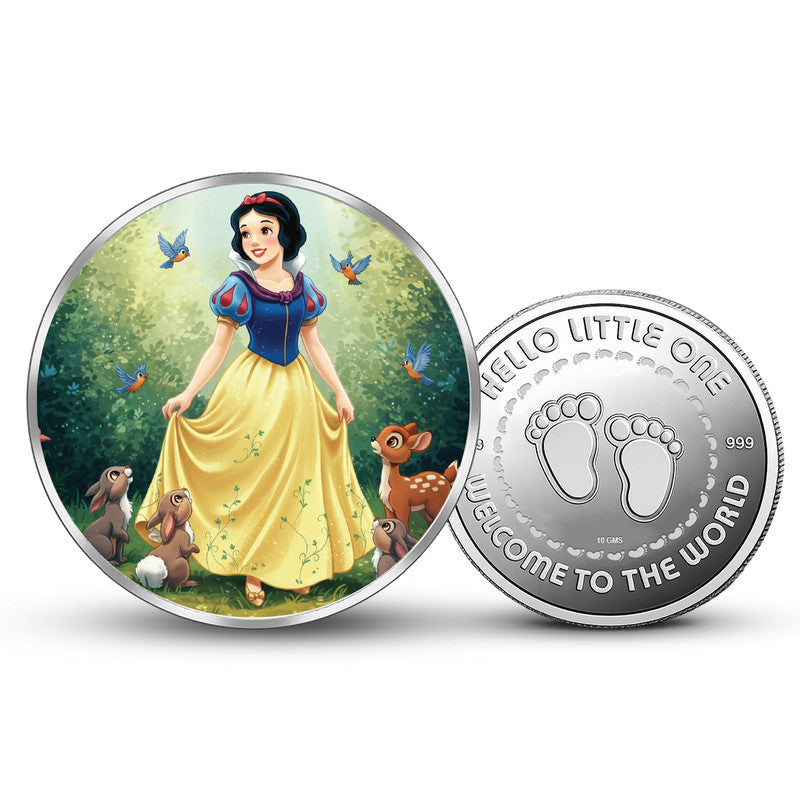 Newborn 999 Pure Silver Coin Fairy Tale Theme Round Shape Front and Back