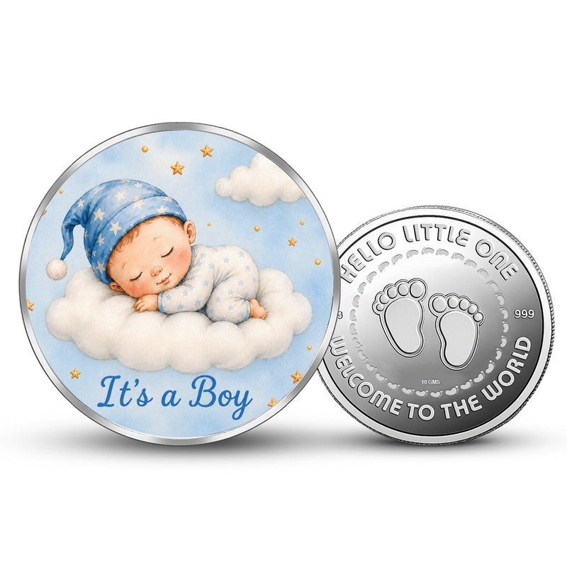 Newborn 999 Pure Silver Coin It’s a Boy Design Round Shape