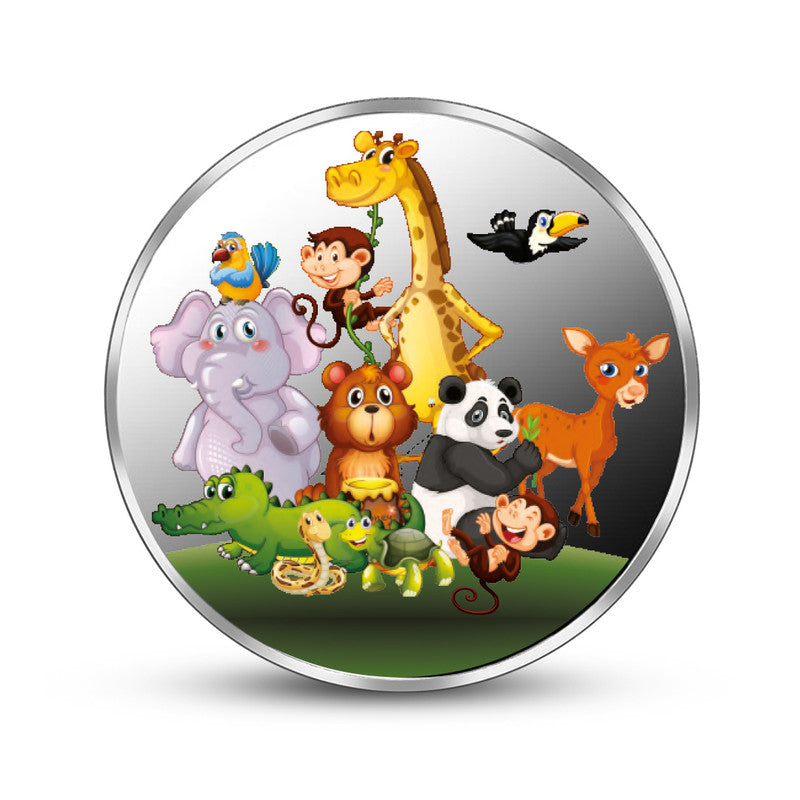 Newborn 999 Pure Silver Coin Jungle Theme Front Design