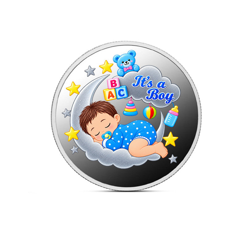 Newborn Baby Boy 1 Gram 999 Pure Silver Coin with Baby Design