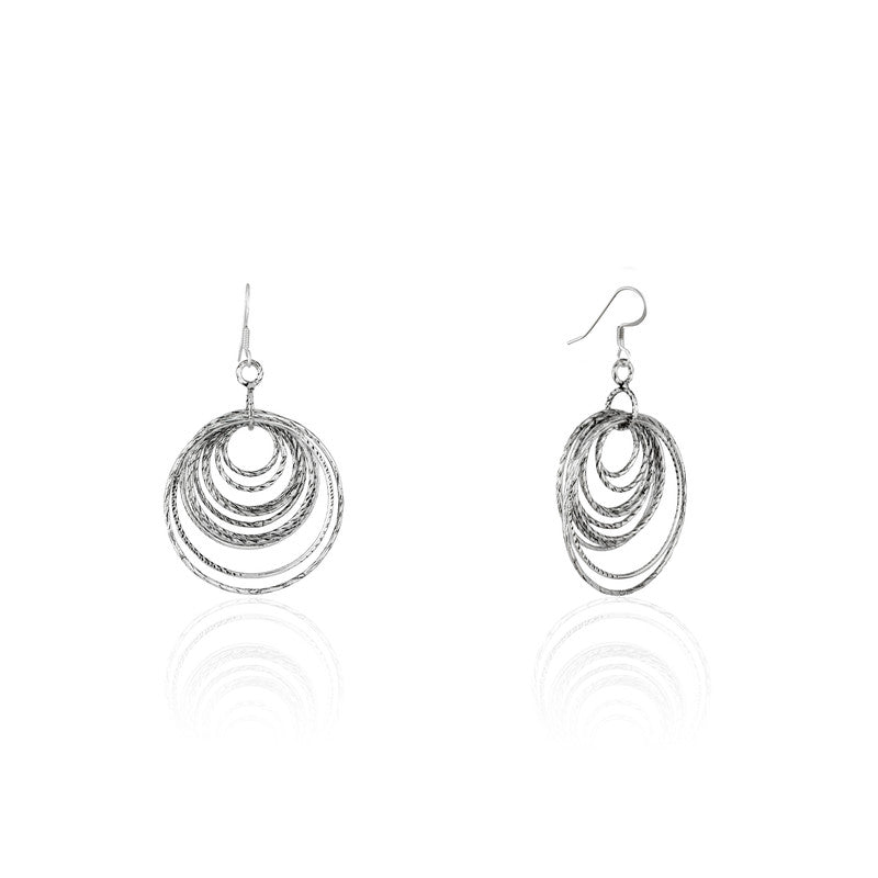 Oxidized Silver Circle Earrings Close-Up – Detailed 925 Silver Jewellery for Women’s Festive Collection