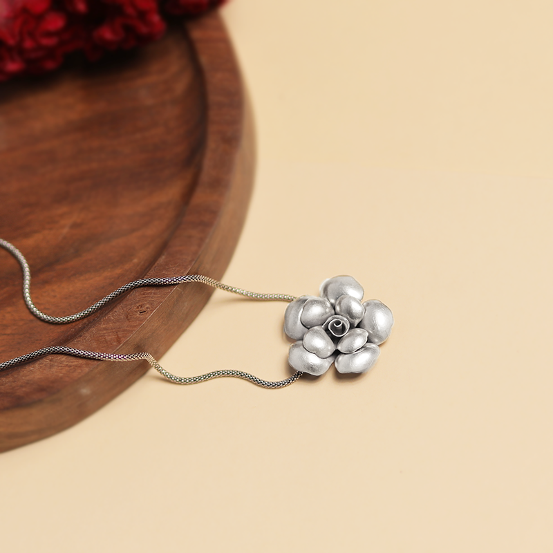 Oxidized Silver Double Layer Pendant props – handcrafted boho silver jewelry ideal for Raksha Bandhan, Karwa Chauth & gifting