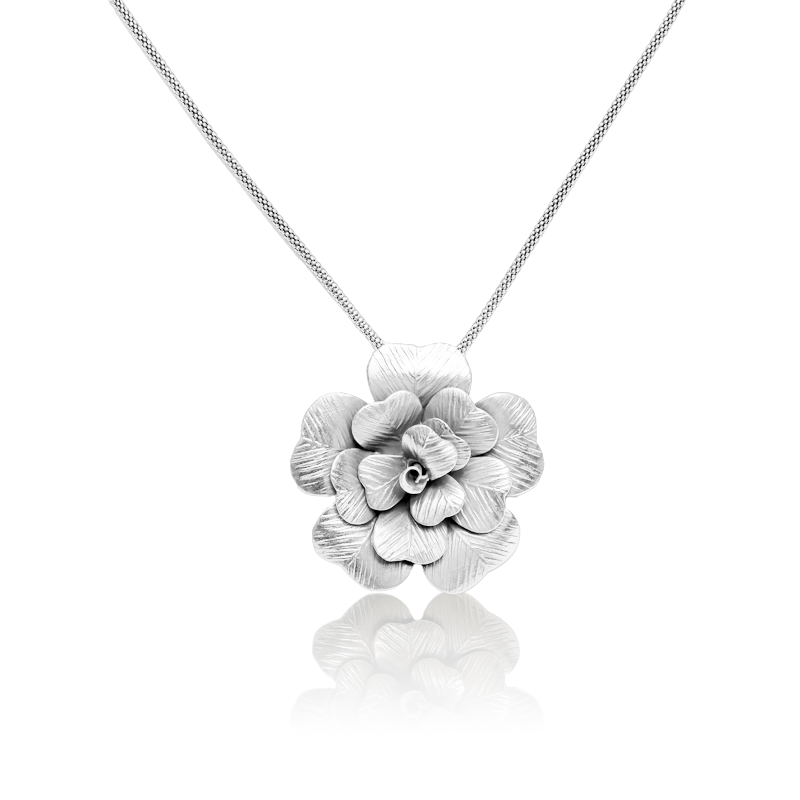 Oxidized Silver Layered Petals Pendant Necklace – Stylish 925 Silver Jewelry for Women, Festive Wear and Gifting