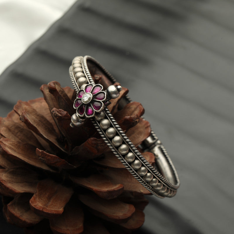 Buy Oxidized Silver Pink Stone Bracelet online - prop image