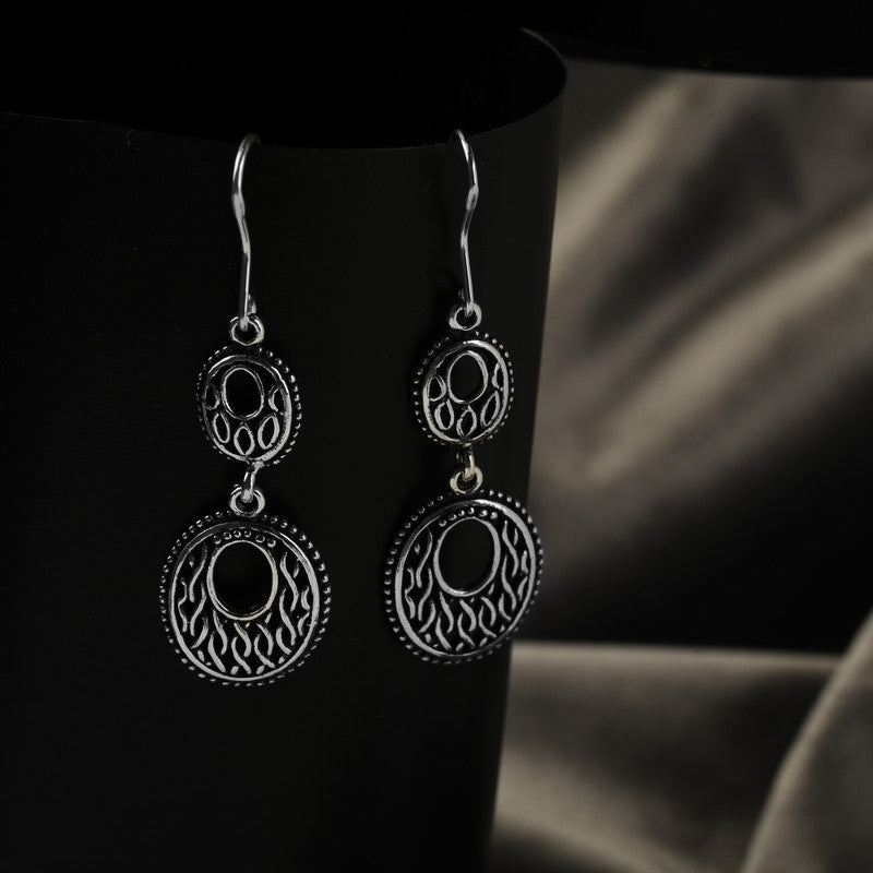Designer Oxidized Silver Rajasthani Earrings with Ethnic Backdrop – Handcrafted Silver Jewellery for Festive Celebrations